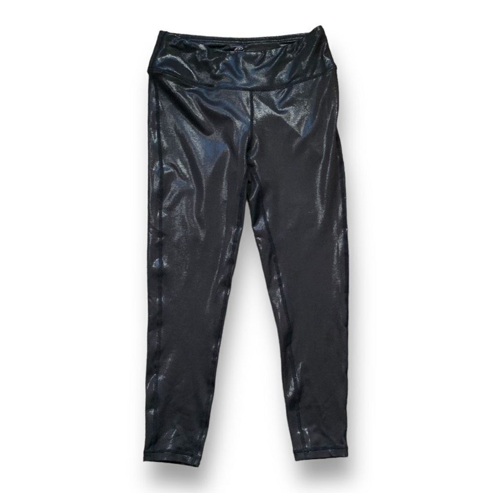 Pro Player Leggings Glossy Black Cropped Stretch Moisture Wicking Workout Small